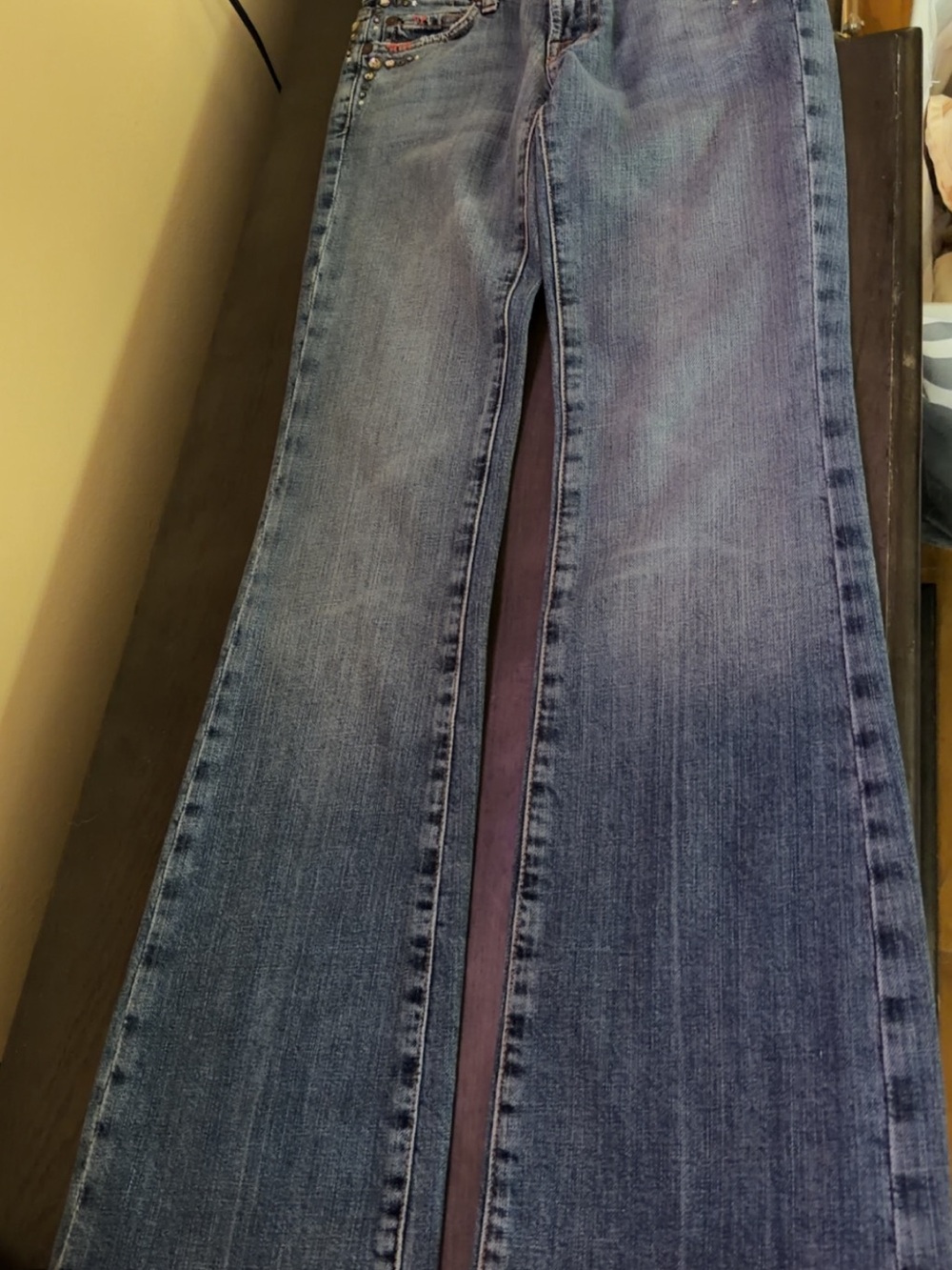 7 For All Mankind Women's Faded Blue Wide Leg Jeans
